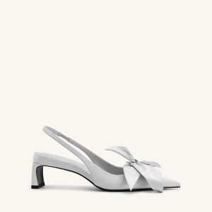 Queena Floral Appliques Slingback Pumps - Silver - view 1