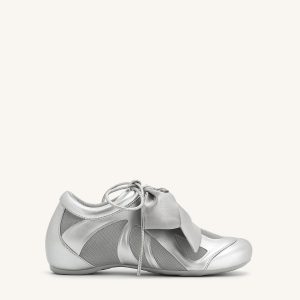 Rosie Metallic Bow Tie Low Top Sneakers - Silver - view 1