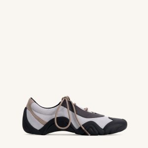 Caitlin Faux Suede Lace-up Ballerina Sneakers - Grey Mix - view 1