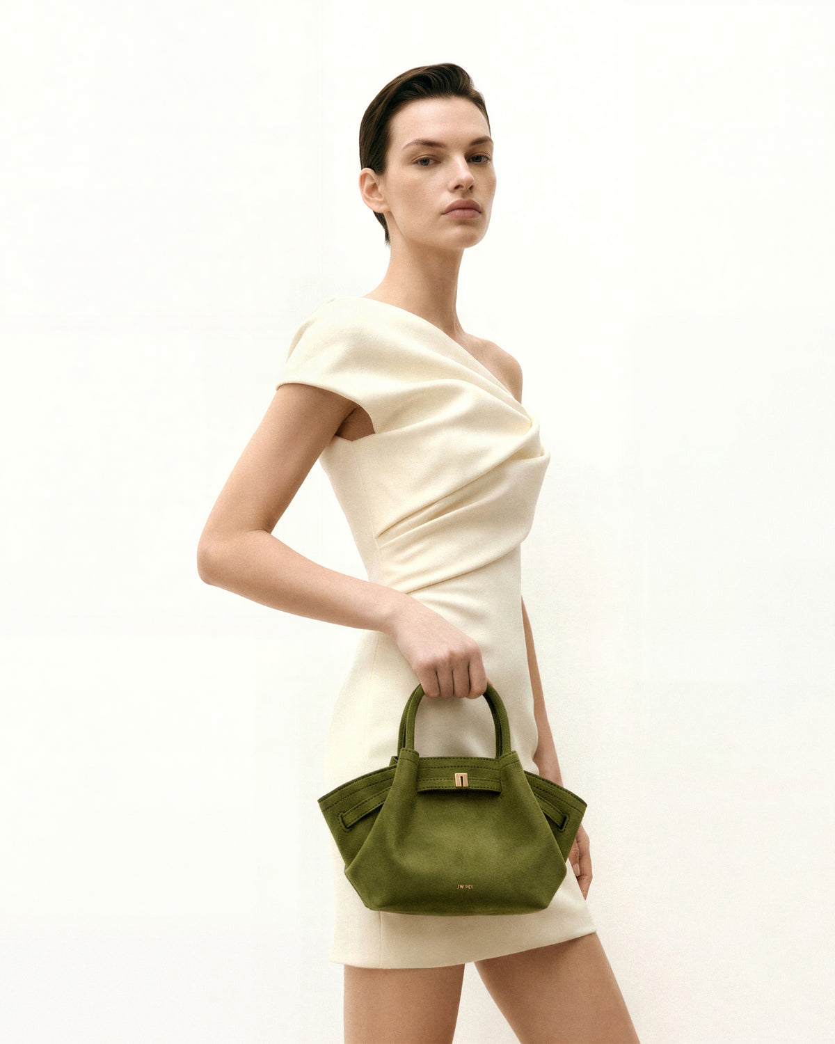 Hana Mini Faux Suede Tote Bag - Dark Olive - view 2