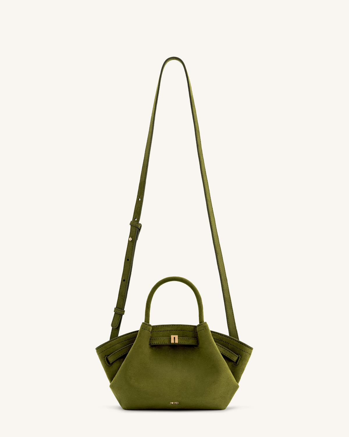 Hana Mini Faux Suede Tote Bag - Dark Olive - view 3