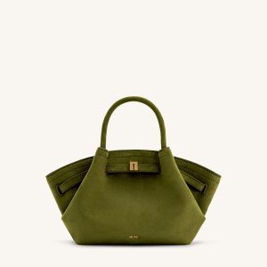 Hana Mini Faux Suede Tote Bag - Dark Olive - view 1