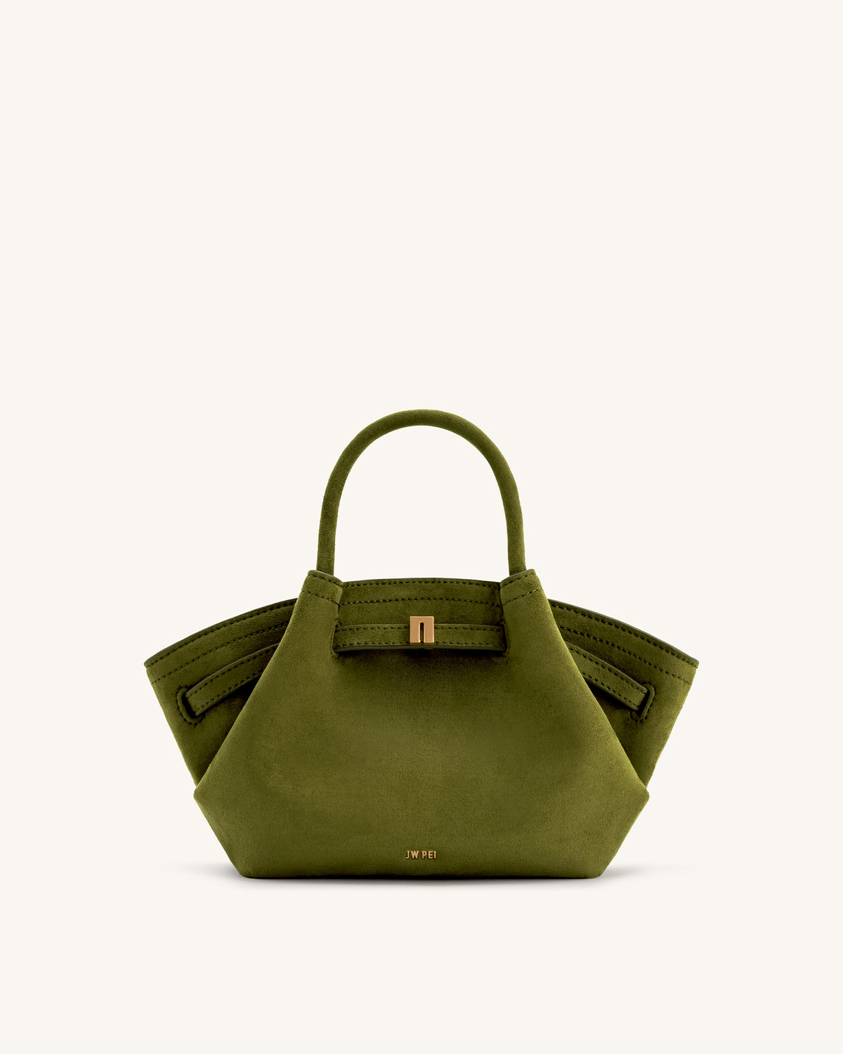 Hana Mini Faux Suede Tote Bag - Dark Olive - view 1