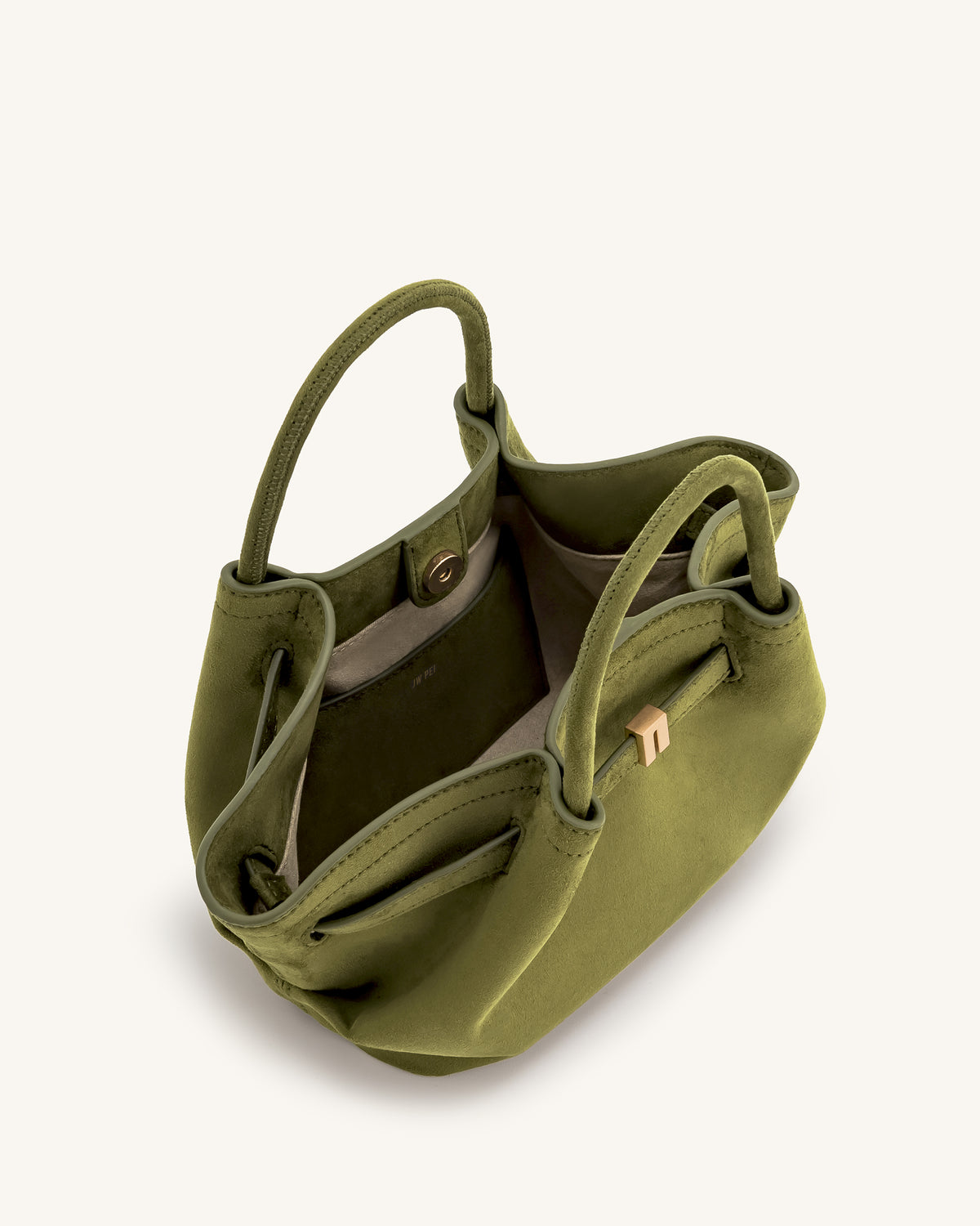 Hana Mini Faux Suede Tote Bag - Dark Olive - view 6