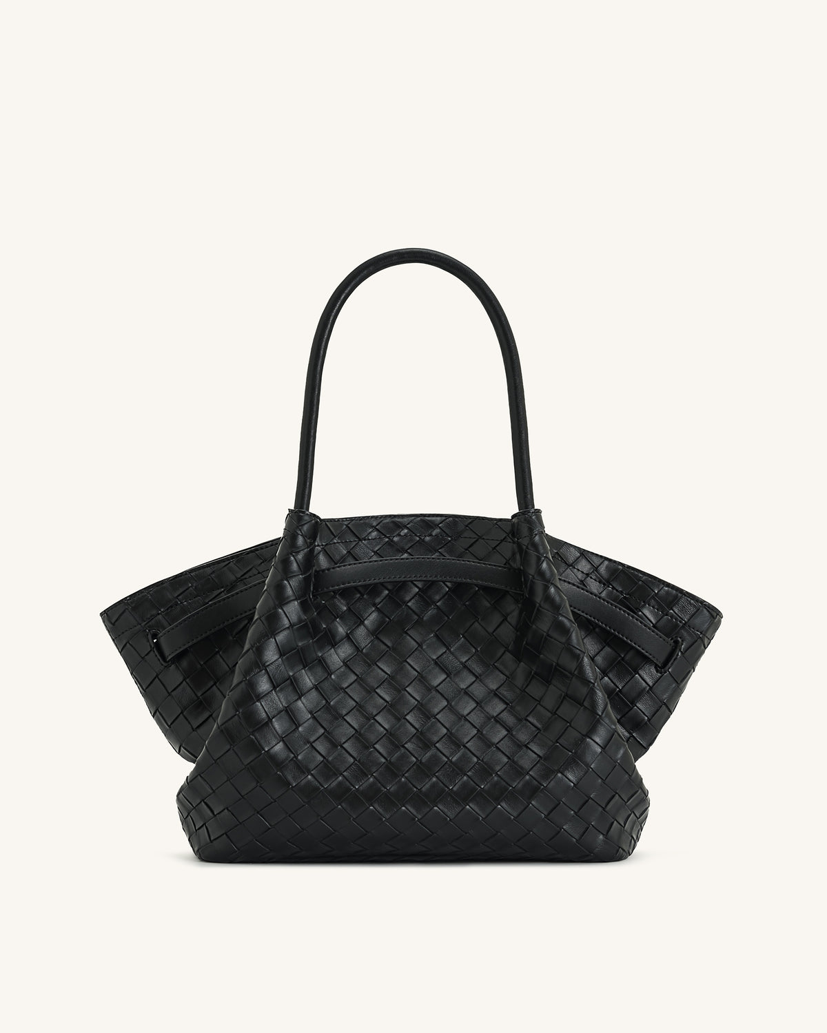 Hana Medium Weave Texture Tote Bag - Black - view 5