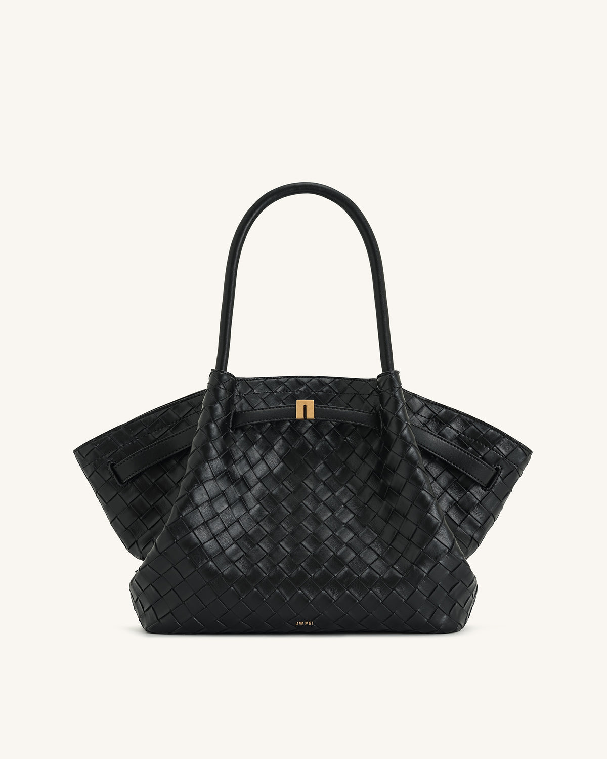 Hana Medium Weave Texture Tote Bag - Black - view 1