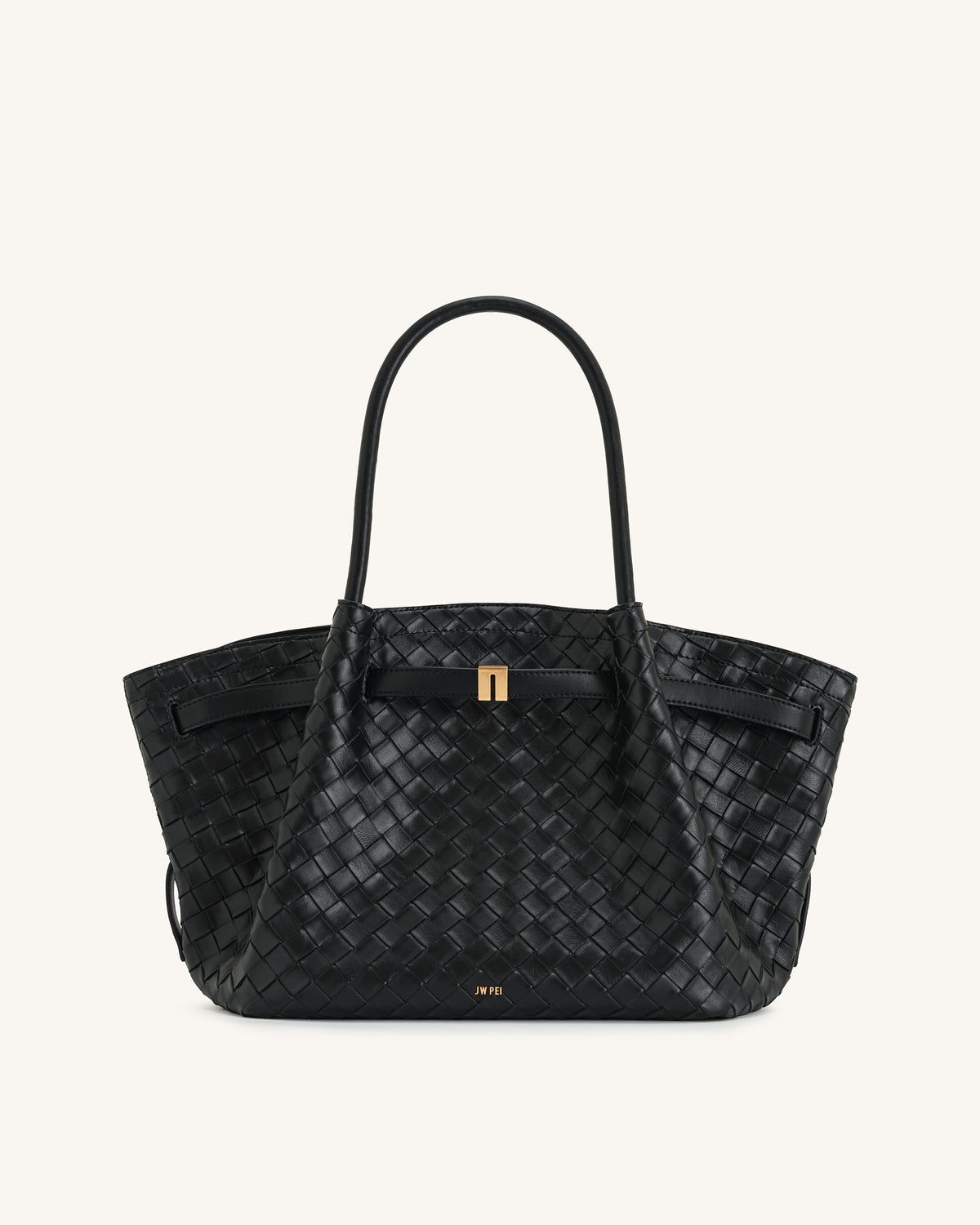 Hana Medium Weave Texture Tote Bag - Black - view 3