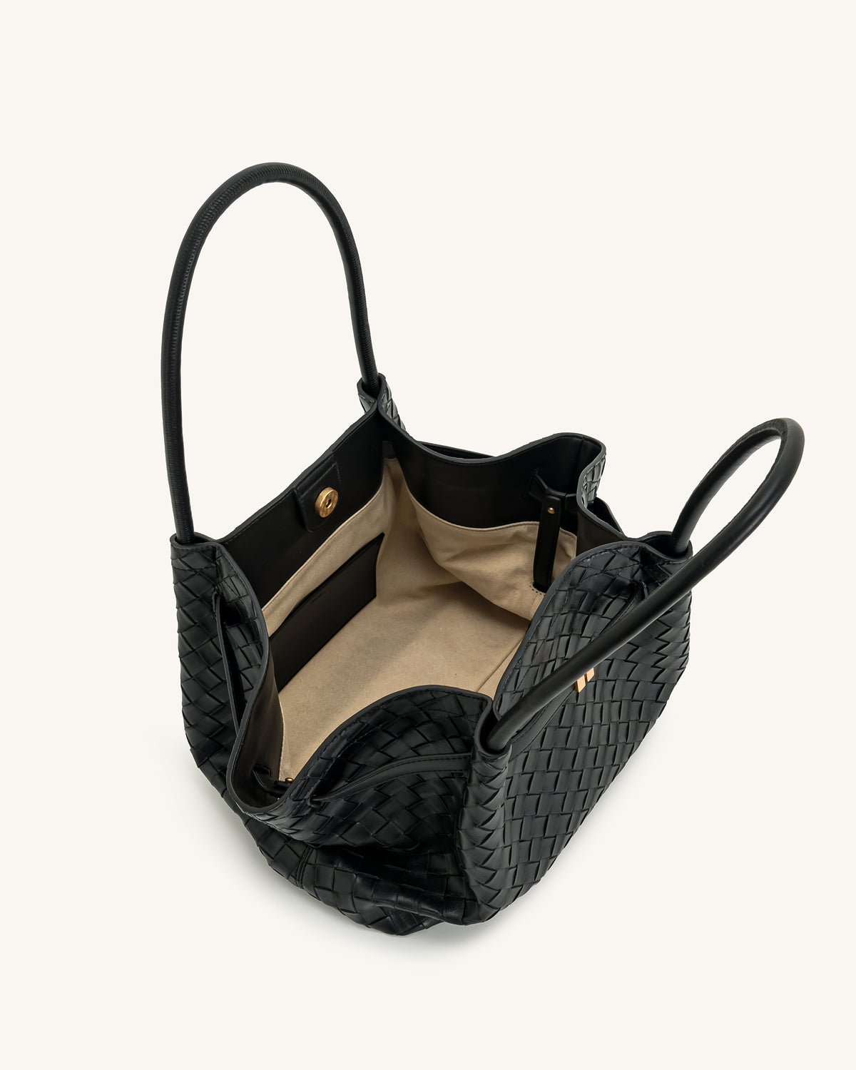 Hana Medium Weave Texture Tote Bag - Black - view 6