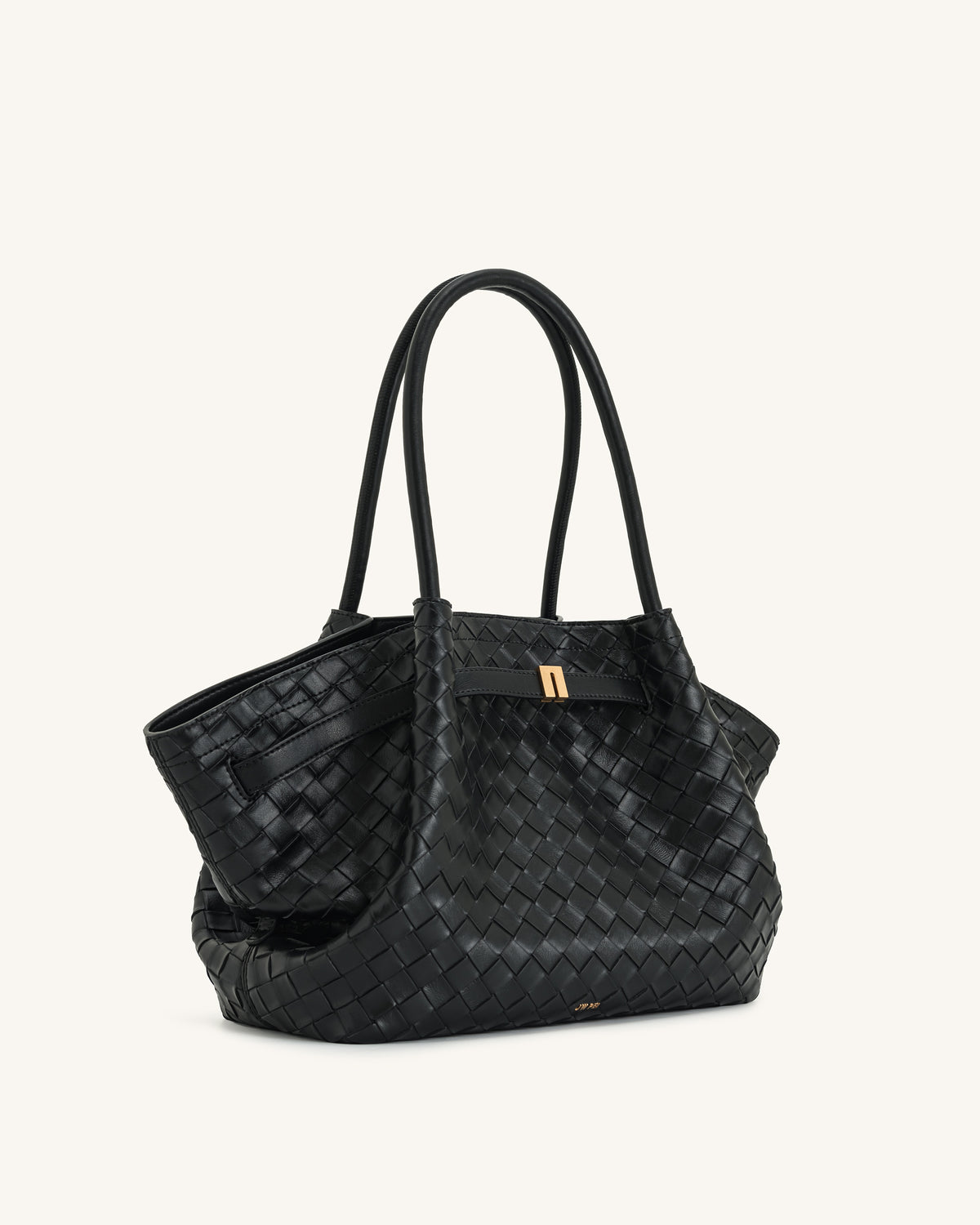 Hana Medium Weave Texture Tote Bag - Black - view 4