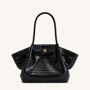 Hana Medium Tote Bag - Black Croc - view 1
