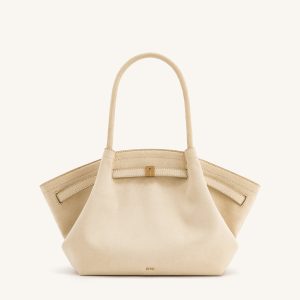 Hana Medium Faux Suede Tote Bag - Off White - view 1