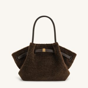 Hana Medium Faux Fur Tote Bag - Mocha Brown - view 1