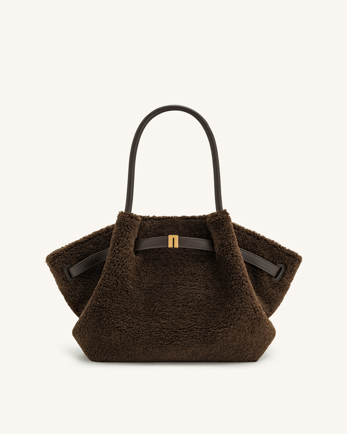 Hana Medium Faux Fur Tote Bag - Mocha Brown - view 1
