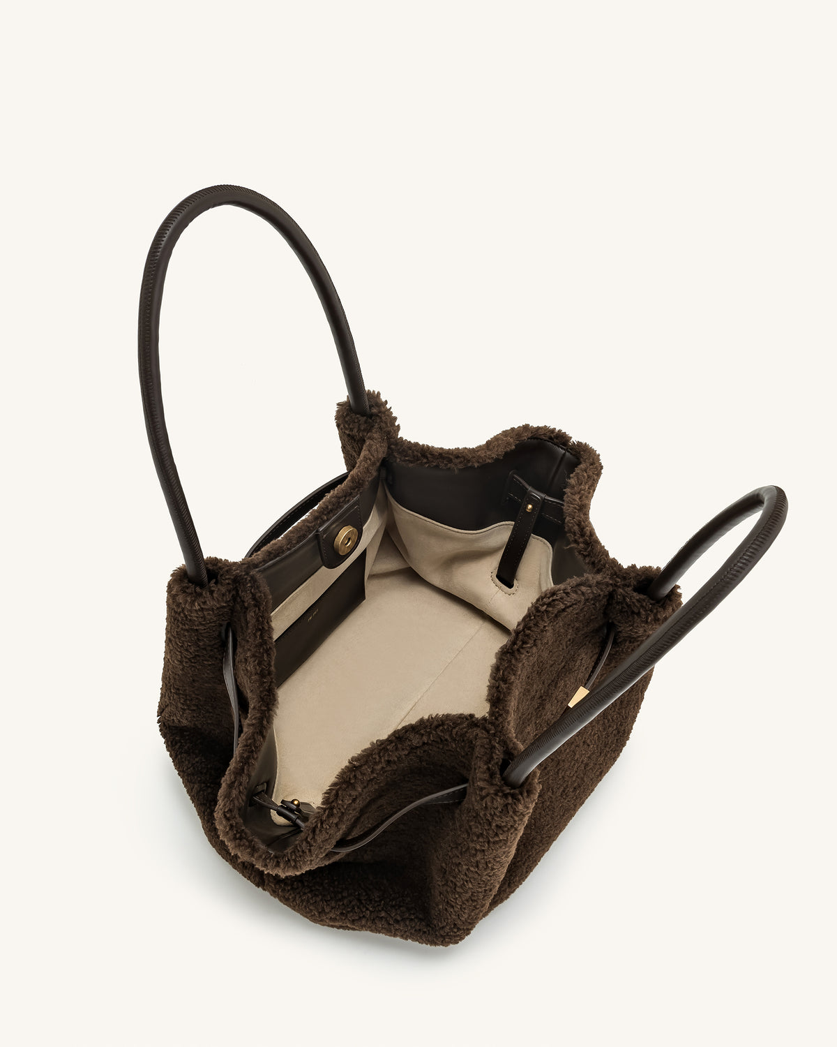 Hana Medium Faux Fur Tote Bag - Mocha Brown - view 6