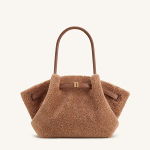 Hana Medium Faux Fur Tote Bag - Coffee Brown - view 1