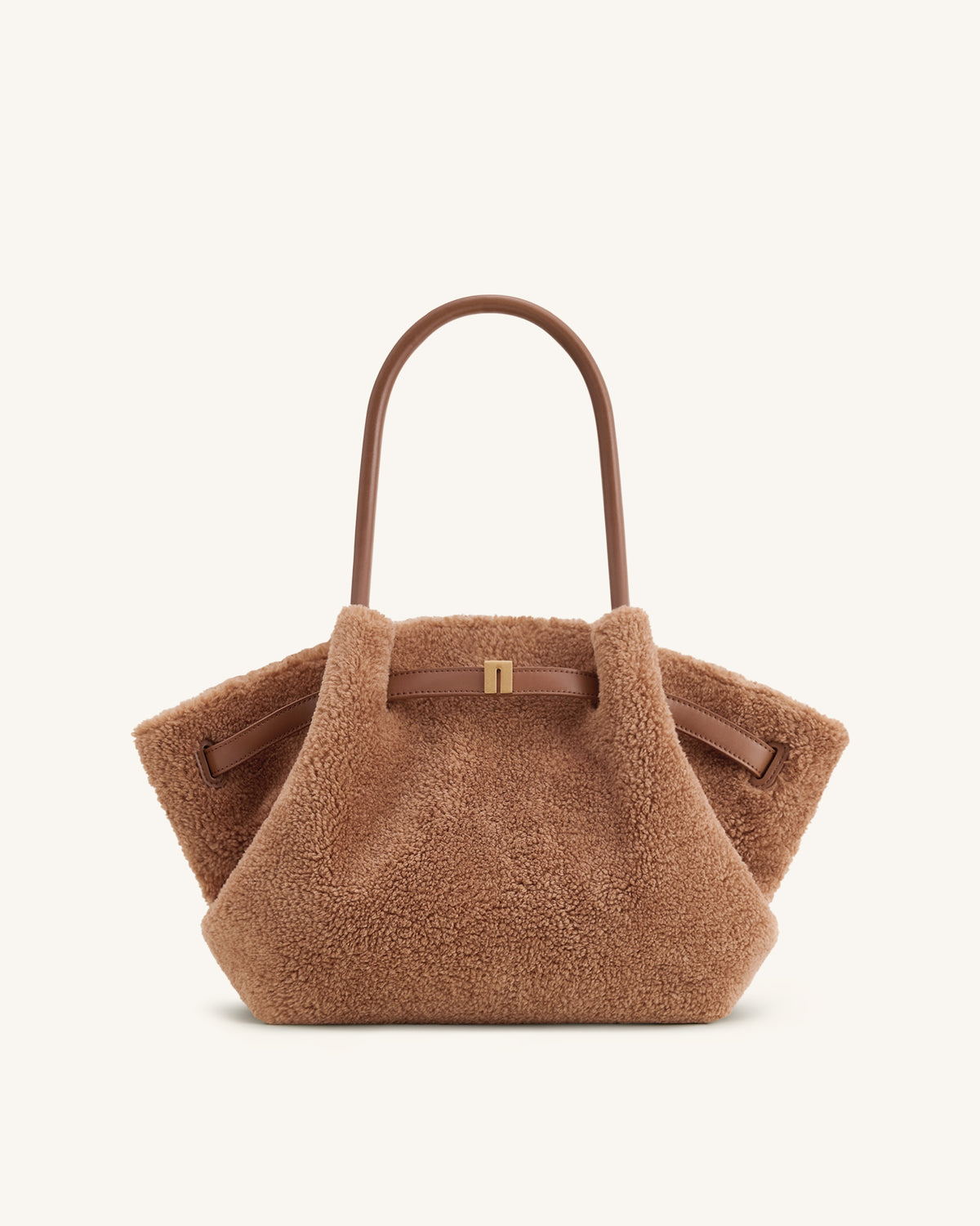 Hana Medium Faux Fur Tote Bag - Coffee Brown - view 1
