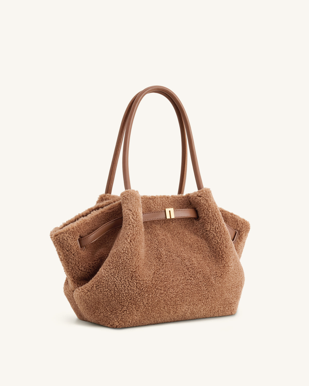 Hana Medium Faux Fur Tote Bag - Coffee Brown - view 3