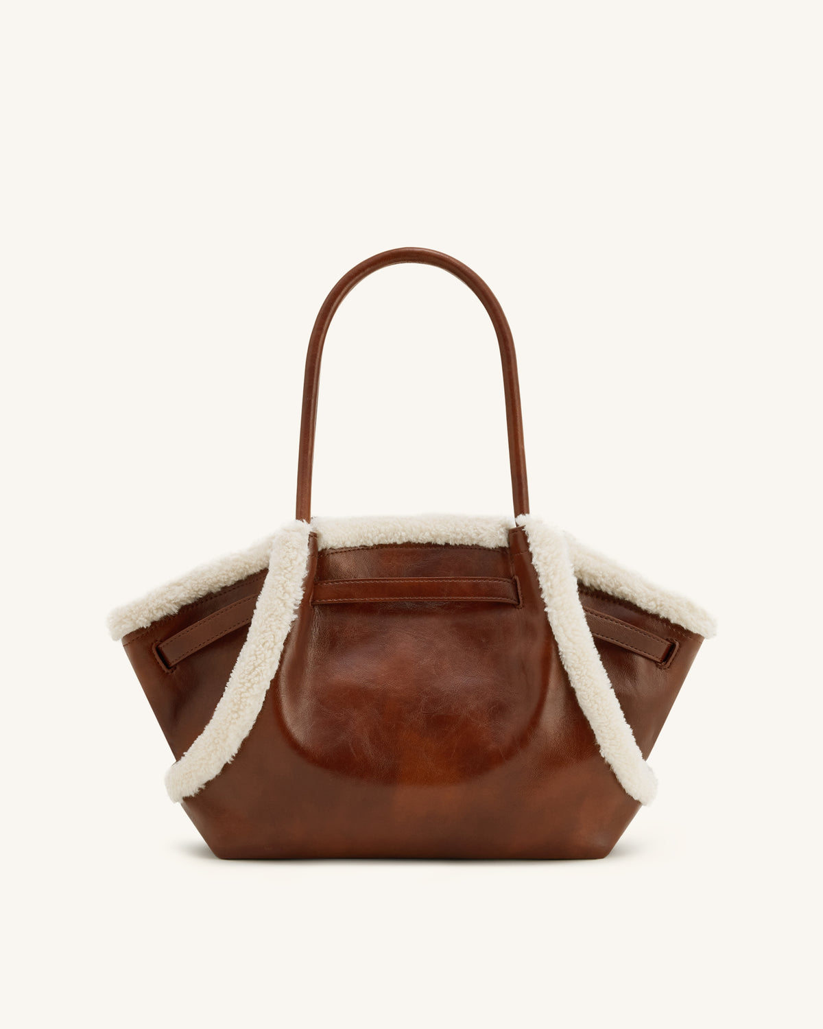 Hana Medium Faux Shearling Trim Tote Bag - Brown - view 4