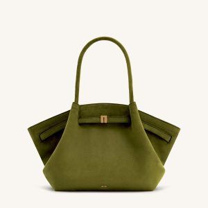 Hana Medium Faux Suede Tote Bag - Dark Olive - view 1