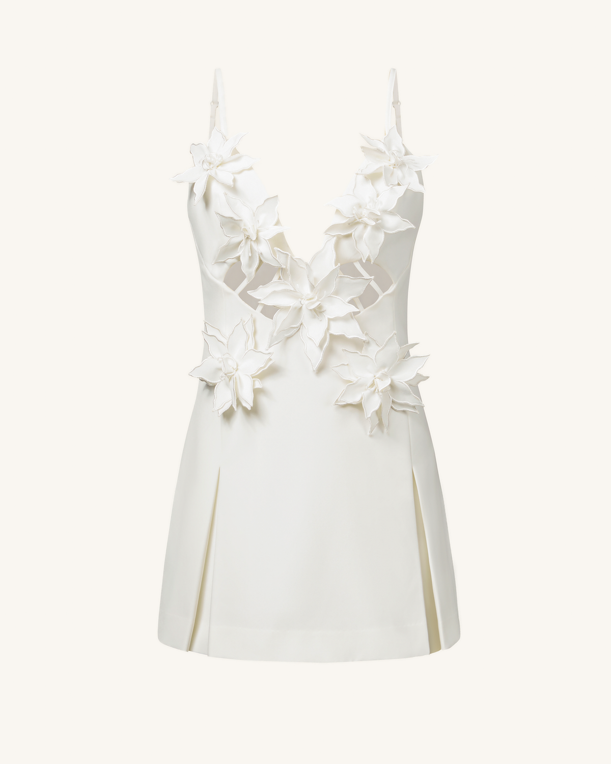 Yuliya White Floral Embellishment V-neckline Mini Dress - White - view 3