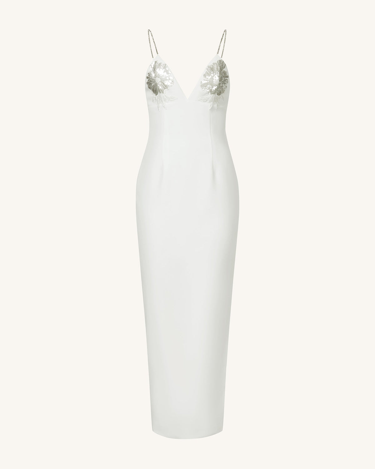 Ayliua Sweetheart-Neckline Rhinestones Embellished White Long Dress - White - view 3