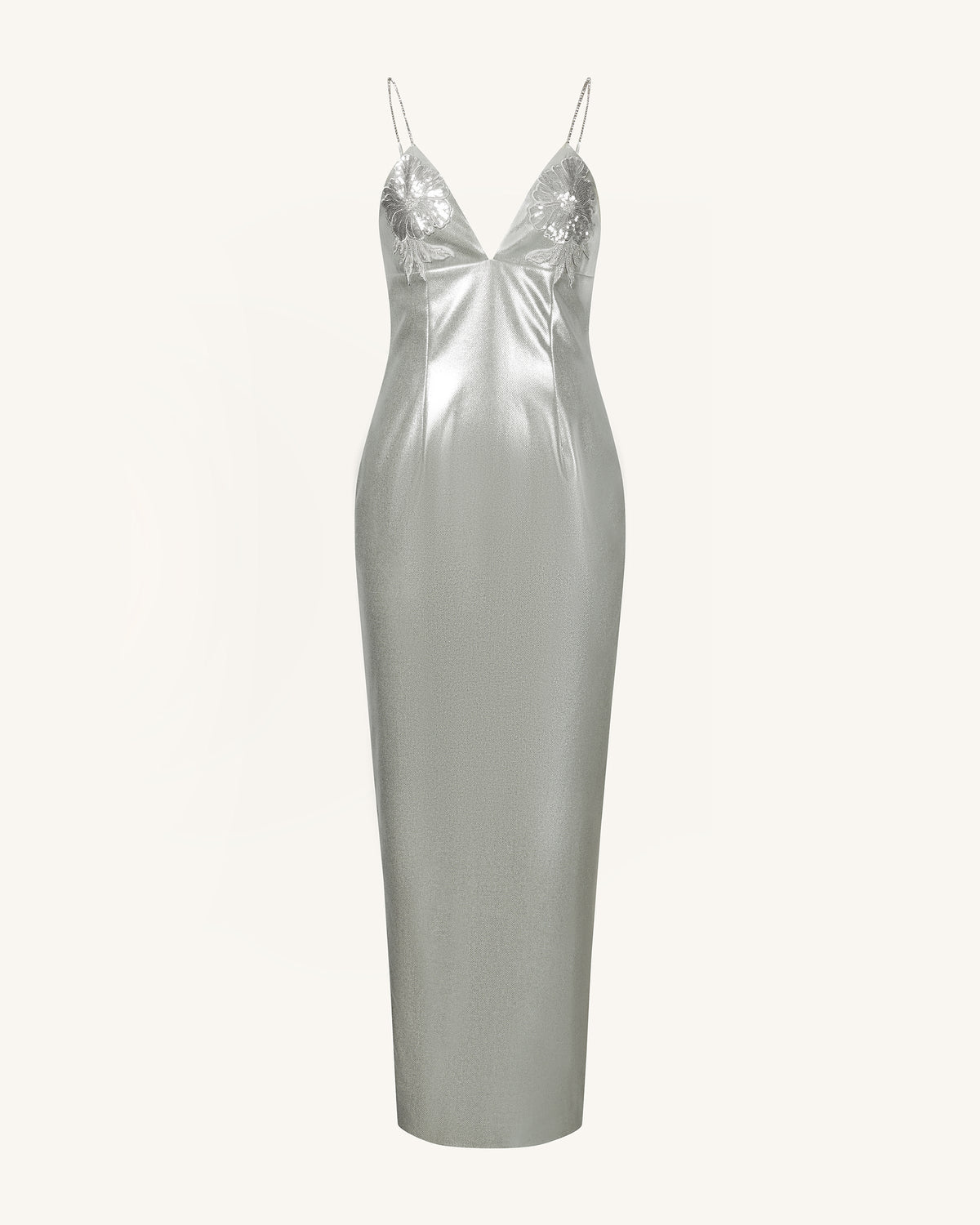 Ayliua Sweetheart-Neckline Rhinestones Embellished Silver Long Dress - Silver - view 2
