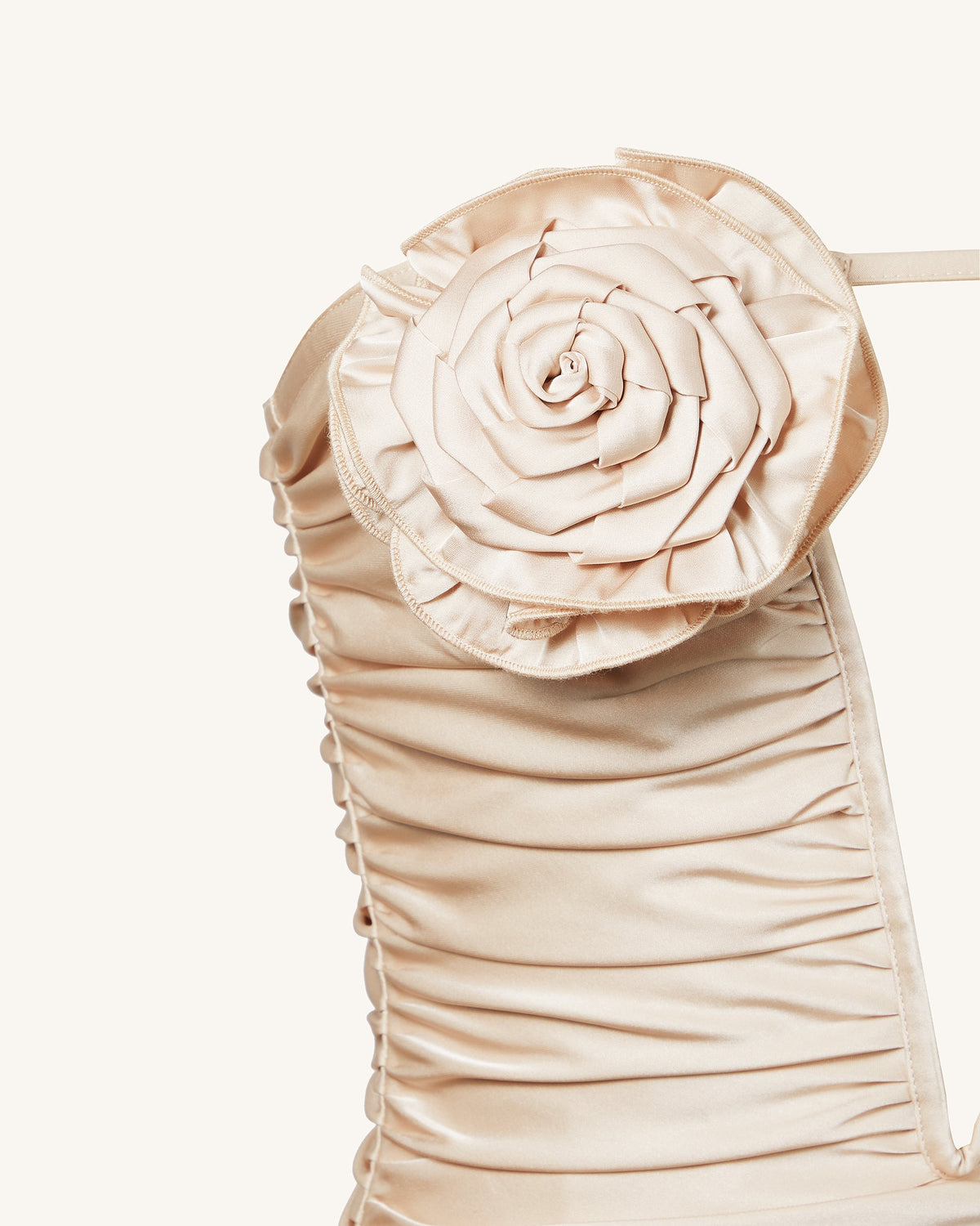 Bailee Apricot Floral Applique And Ruched Tube Mini Dress - Apricot - view 4