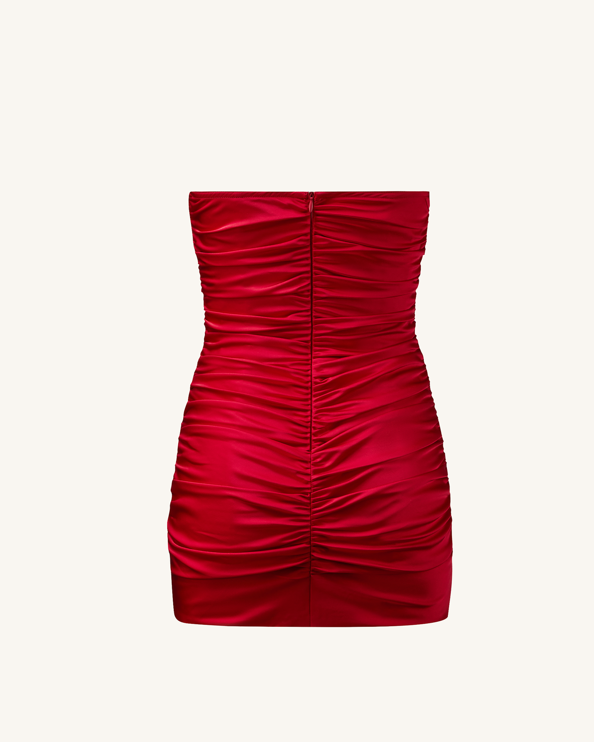 Bailee Red Floral Applique And Ruched Tube Mini Dress - Red - view 7