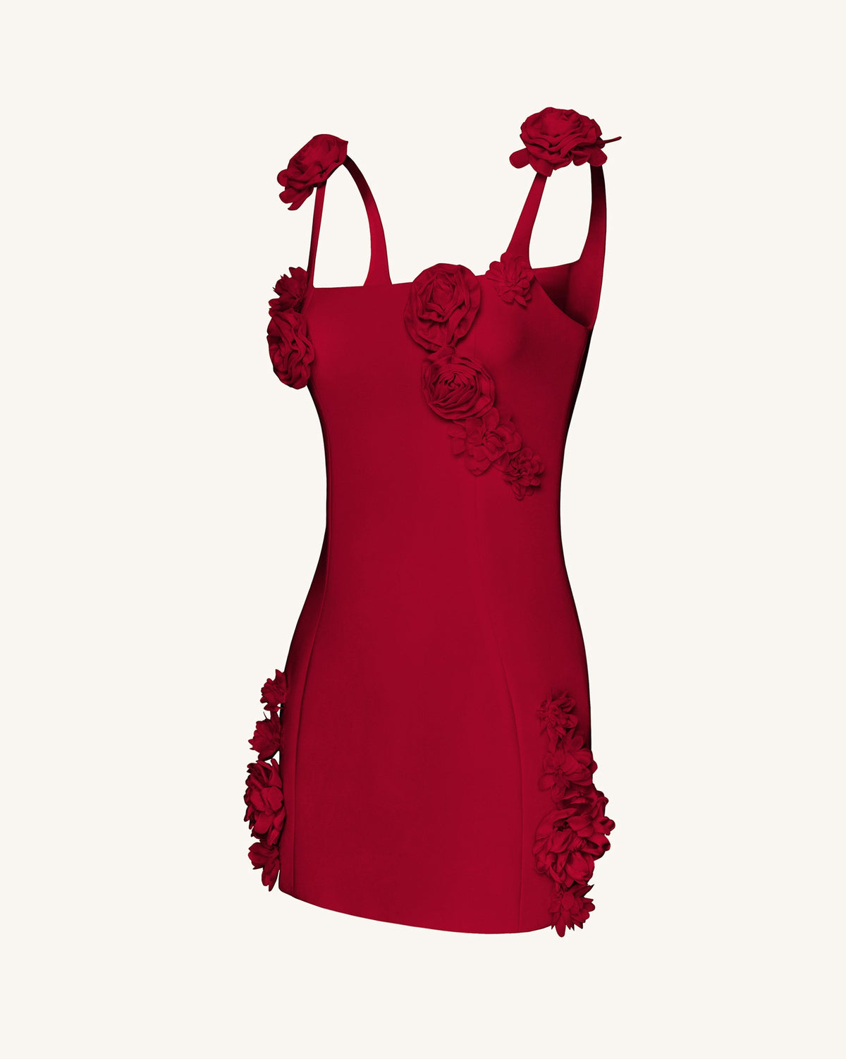 Elaina Rosette Applique Mini Dress - Red - view 5