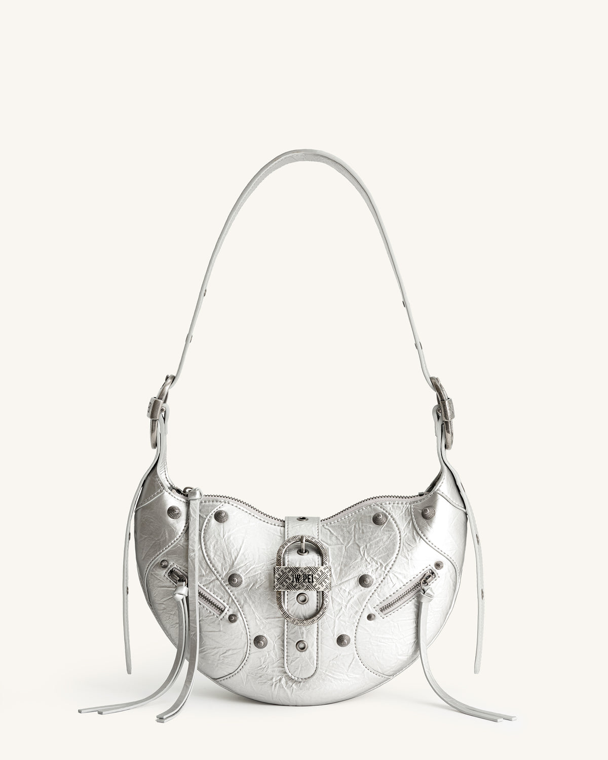 Tessa Metallic Pleating Shoulder Bag - Silver - view 1