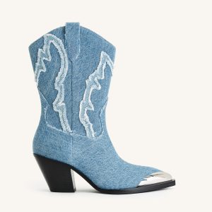 Riya Denim Cowboy Boot - Blue - view 1