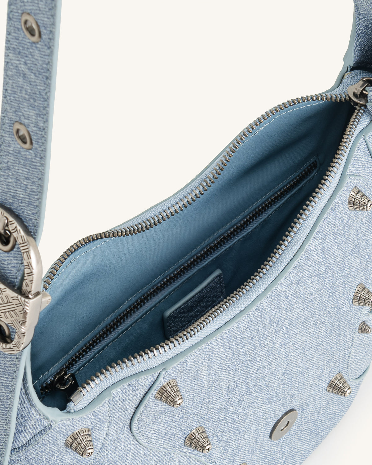 Tessa Denim Embossed Shoulder Bag - Blue - view 5