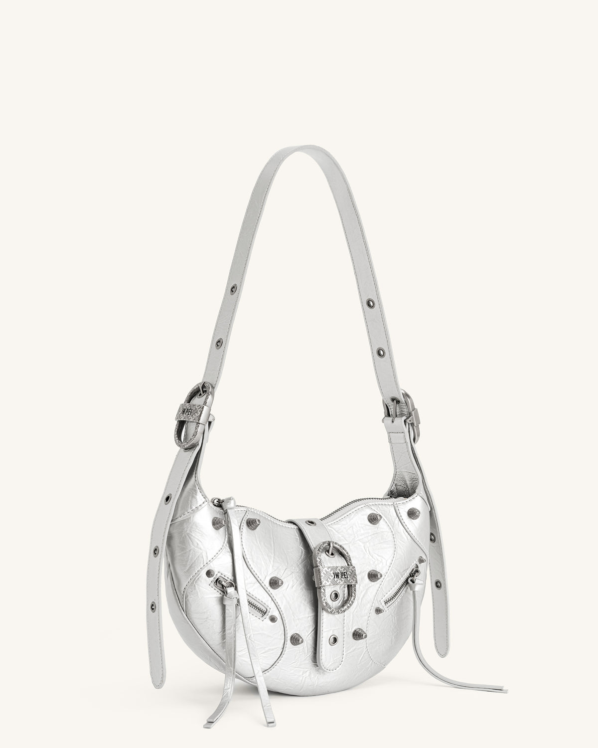 Tessa Metallic Pleating Shoulder Bag - Silver - view 3