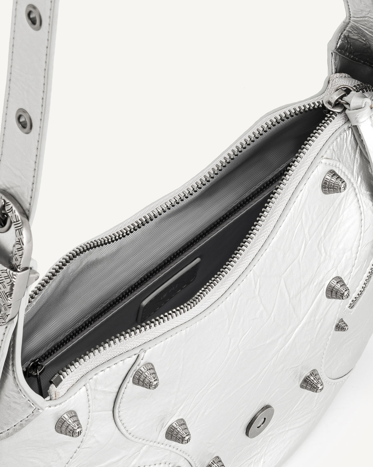 Tessa Metallic Pleating Shoulder Bag - Silver - view 5