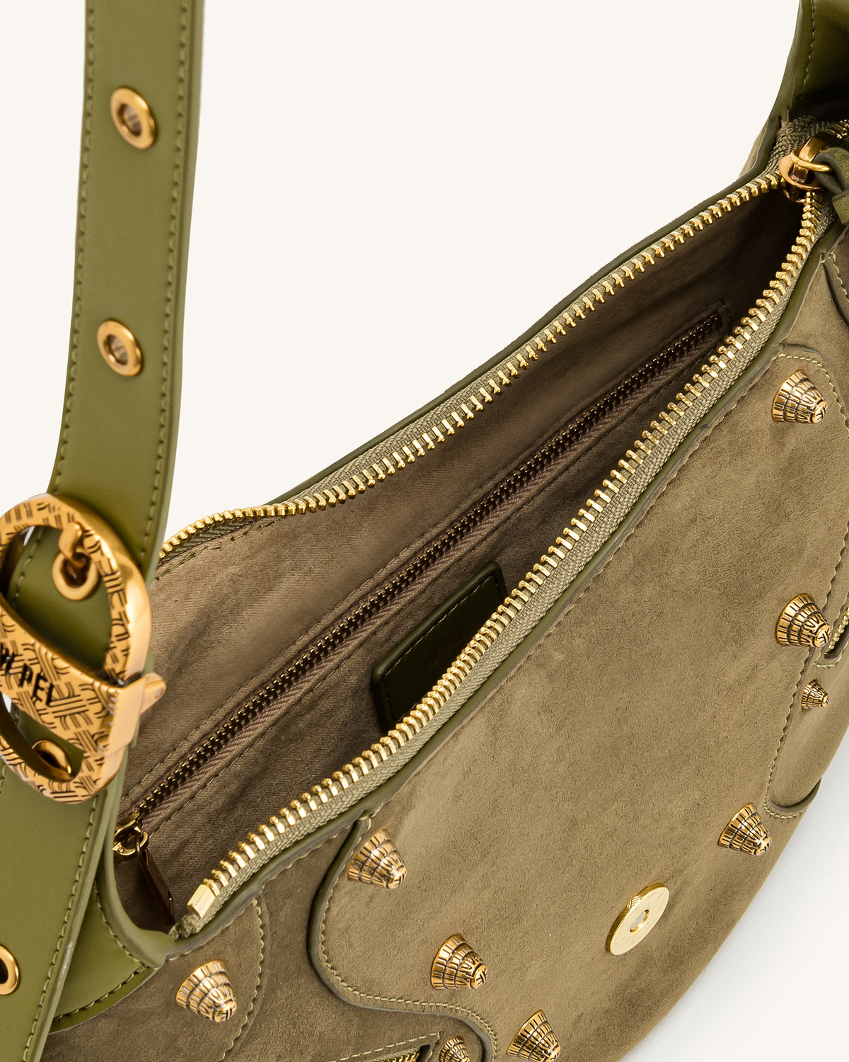 Tessa Suede Shoulder Bag - Dark Olive - view 5
