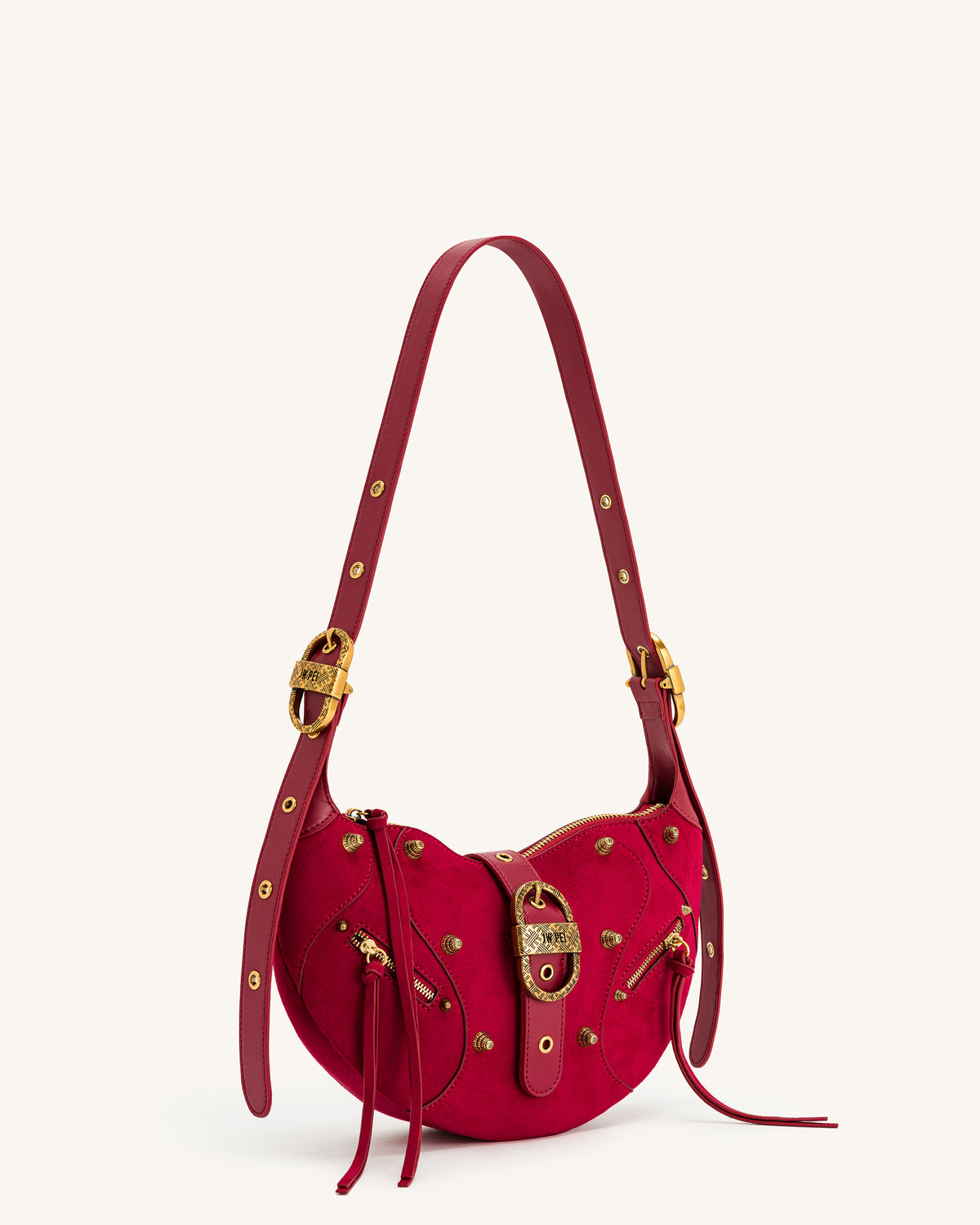 Tessa Suede Shoulder Bag - Deep Magenta - view 2
