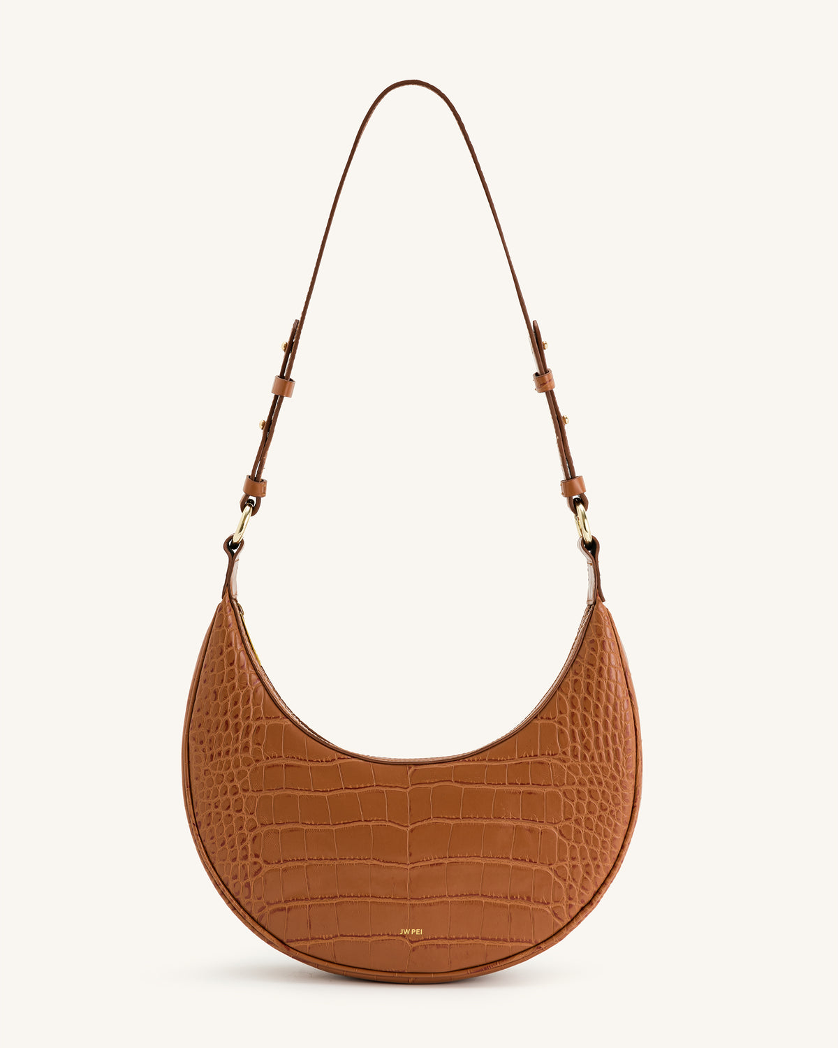 Carly Saddle Bag - Acorn Brown Croc - view 1