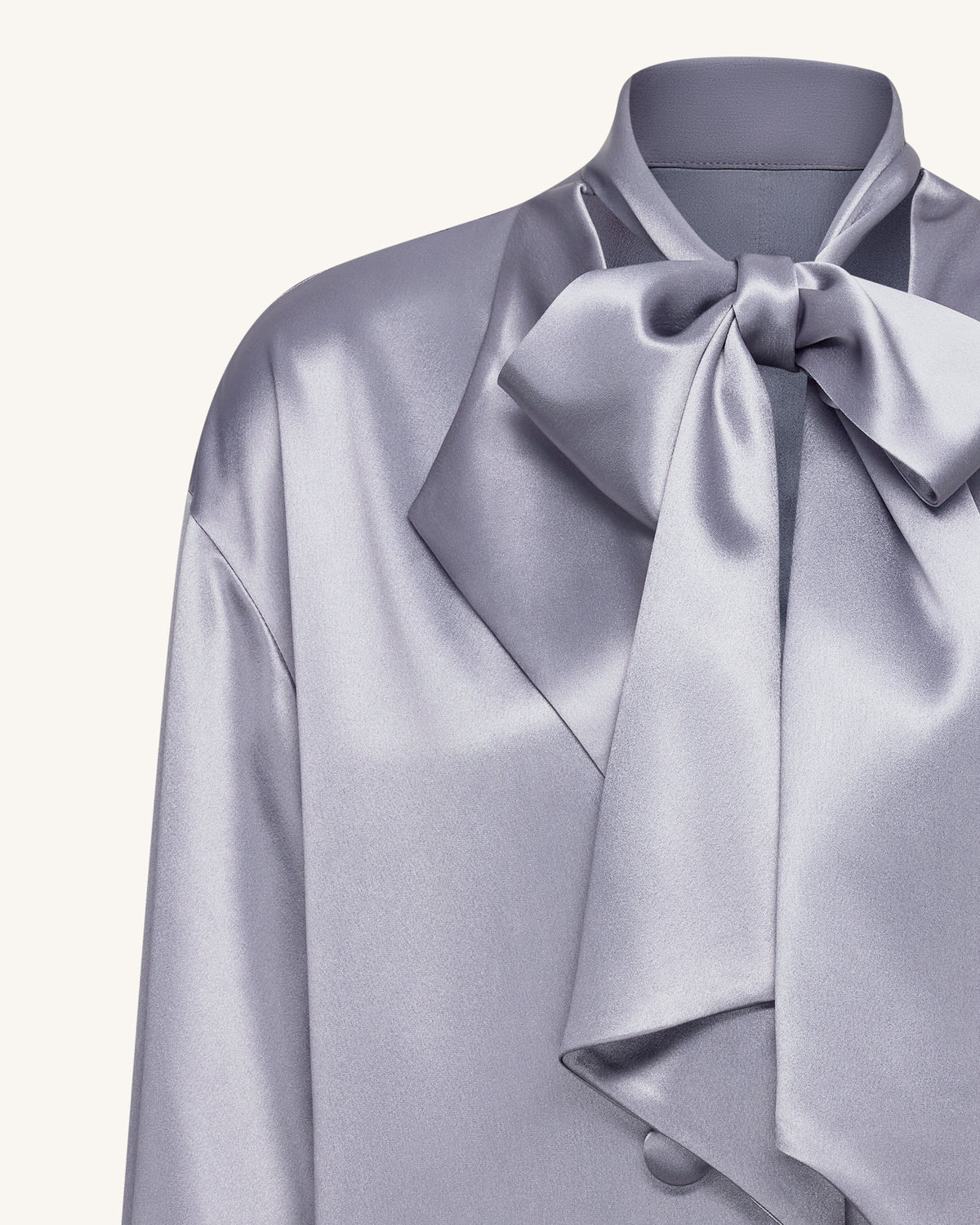 Ribbon Tie Balloon Sleeve Longline Blazer - Silver - view 5