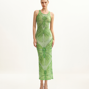 Dragonfly Axis Tank Mesh Dress - Green - view 1