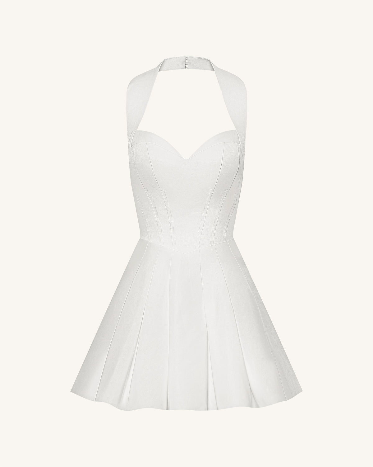 Pleated Bustier Halter Mini Dress - White - view 4