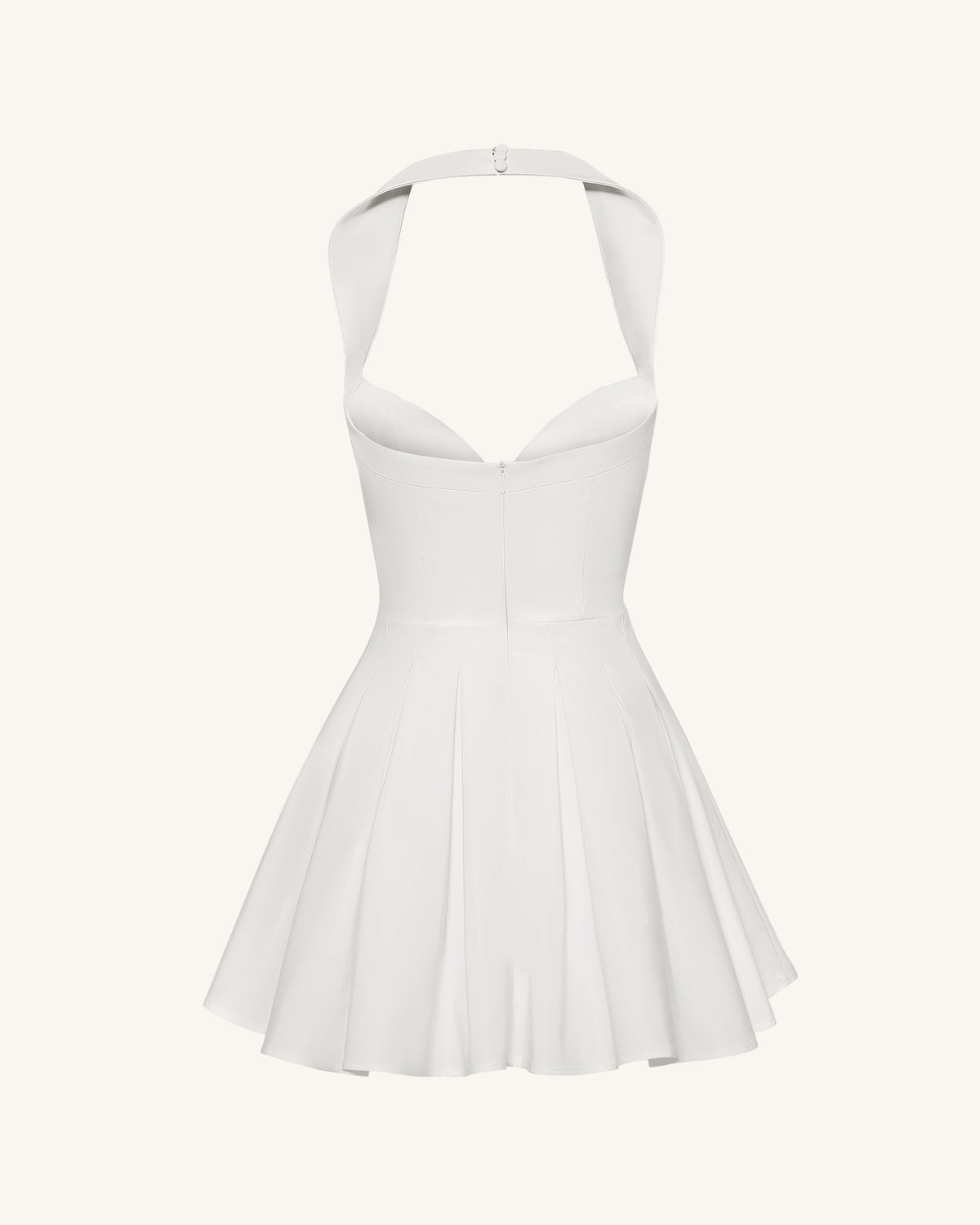 Pleated Bustier Halter Mini Dress - White - view 6