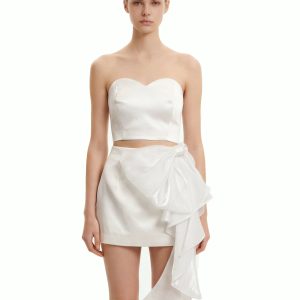 Cascading Bow Mini Skirt - White - view 1