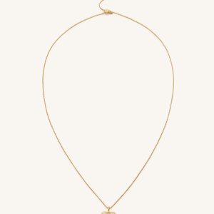 Plantain Fan Pendant Necklace - 18ct Gold Plated & White Zircon - view 1