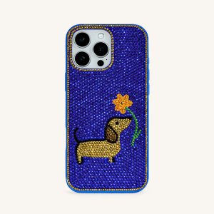 Dachshund with Flower Phone Case - Multicolor Blue - view 1