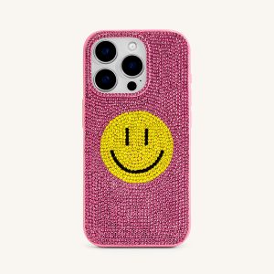 Smile Face Artificial Crystal Phone Case - Pink - view 1