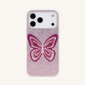 Butterfly Rhinestone Phone Case - Pink - view 1