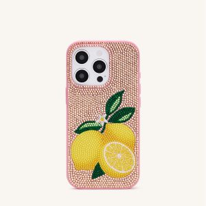 Lemon Artificial Crystal Phone Case - Pink - view 1
