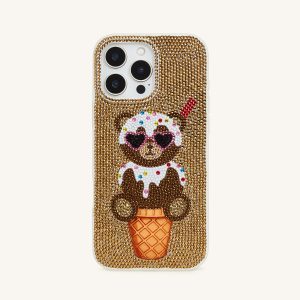 Bear Ice Cream Cone Phone Case - Gold - view 1