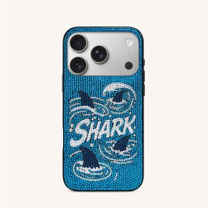 Shark Blue Artificial Crystal Phone Case - Blue - view 1