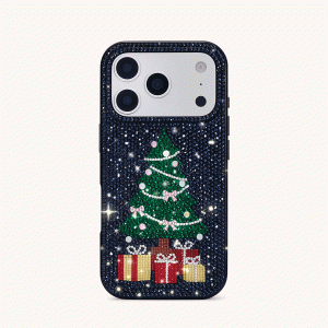 Christmas Tree Bling Phone Case - Black - view 1